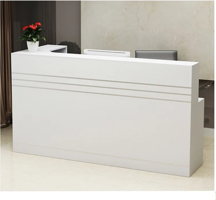 Mdf Pd Material Customized Modern White Wooden Front Desk Reception 