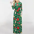 OEM new European and American printed long sleeve Christmas dress
