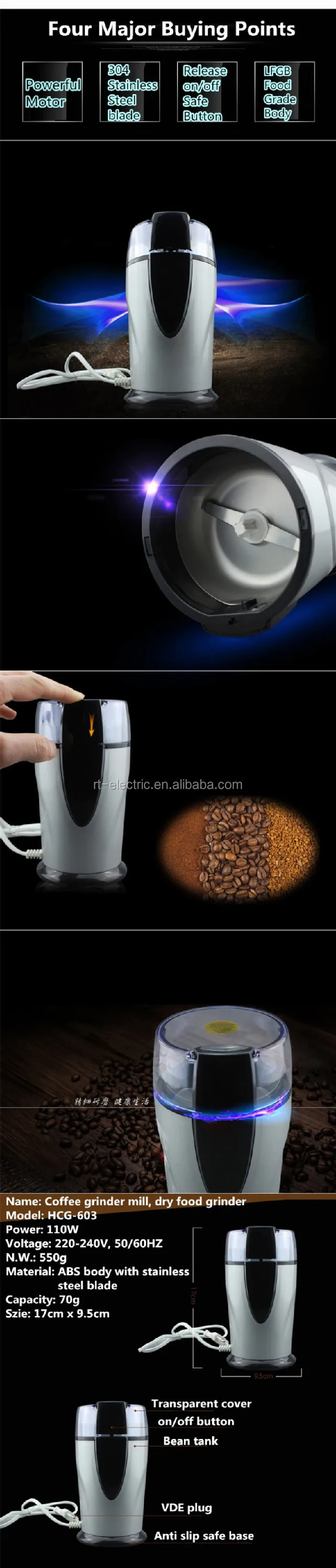 China Factory Wholesale Low Price High Quality Mini Electric coffee grinding machine, dry food grinder