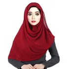 Hijab shop ready made long decorative scarves plain chiffon kuwaiti hijab