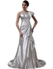 WD016 One shoulder Wedding party dress Ruffles High quality Shinny Satin mother of bride dress