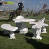 Garden stone round tables and benches for decor