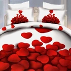 Super king size luxury wedding bed sheet fabric polyester bedding set 3d small heart printed duvet cover sets