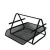 house hold kitchen livingroom 2 tier mesh desktop table metal file tray