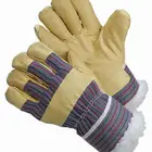 Beautiful pig split leather palm stripe back boa lining winter glove