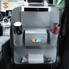 PU Leather Hanging Auto Car Backseat Organizer Storage Bag for IPad Phone and Cup Holder