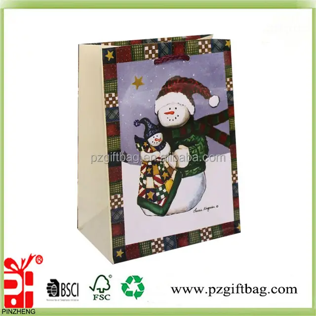 christmas snowman design cheap gift paper bag