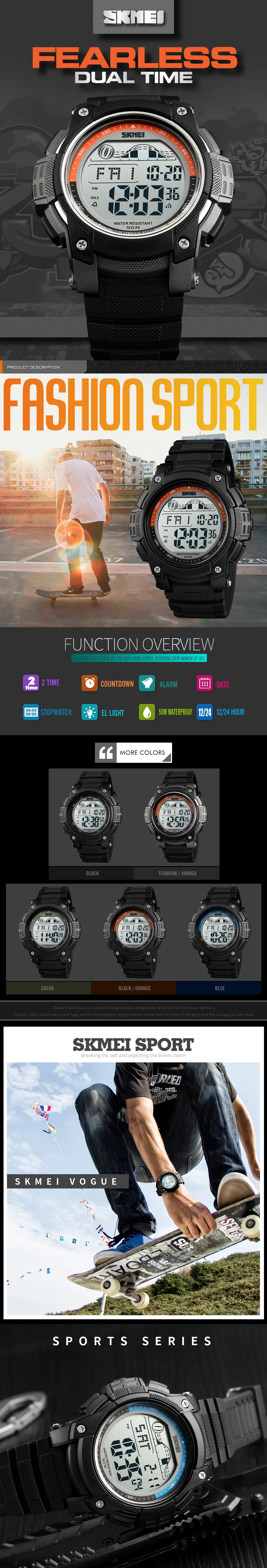 SKMEI 1372 Men's Jam Tangan Digital Watch Sport Outdoor Brand Watches
