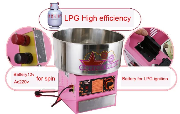 Electric Gas Cotton Candy Maker Machine Commercial Cotton Candy Machine With Small Battery Snack Maker