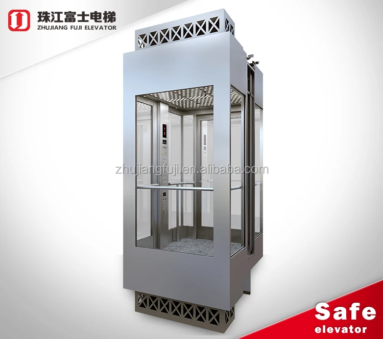 ZhuJiangFuji Brand Luxury Cabin Decoration Full View Glass Panoramic Elevator