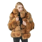 Hot Wholesale Winter Female Clothes Coat Ladies Luxury Raccoon Fur Jackets Women Real Raccoon Fur Collar Coat