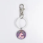 Hot Sale Cute Cartoon Picture Unicorn Flower Stainless Steel Color Printing Keyring Keychain