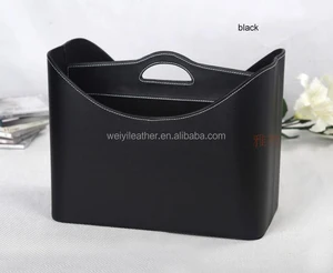 fashion home leather gift basket storage basket for newspaper