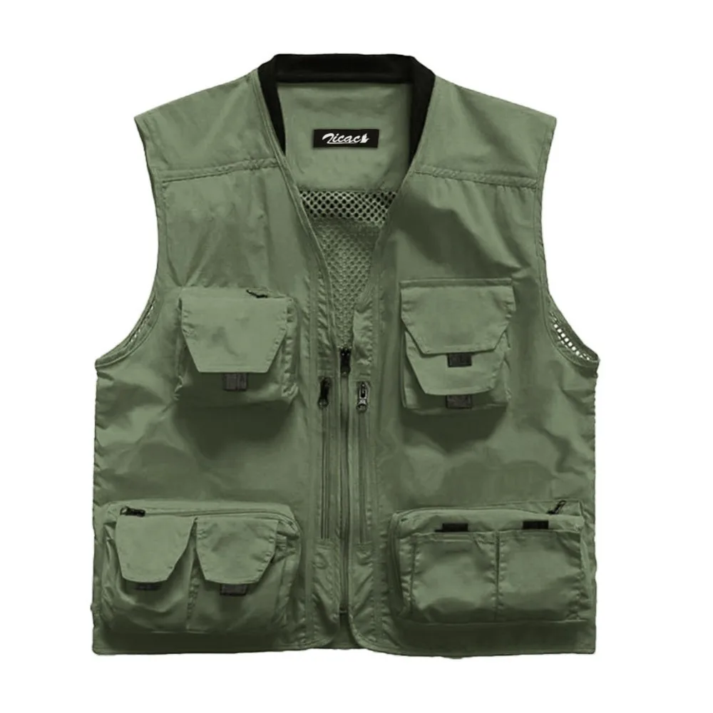 2015 New Arrival Men Quick-Drying Outdoor Multi-pocket Travel Vest Outdoor Photography Knitted Collar Vest 3L