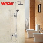 Chrome wall mounted bath shower faucet set big rain shower head+ hand spray mixer tap