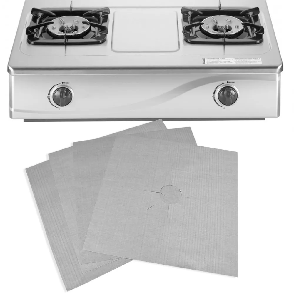 2016 Hot Sale Reusable Aluminum Foil 4pcs/lot Gas Stove Protectors Cover/Liner Reusable Non Stick Silicone Dishwasher Safe