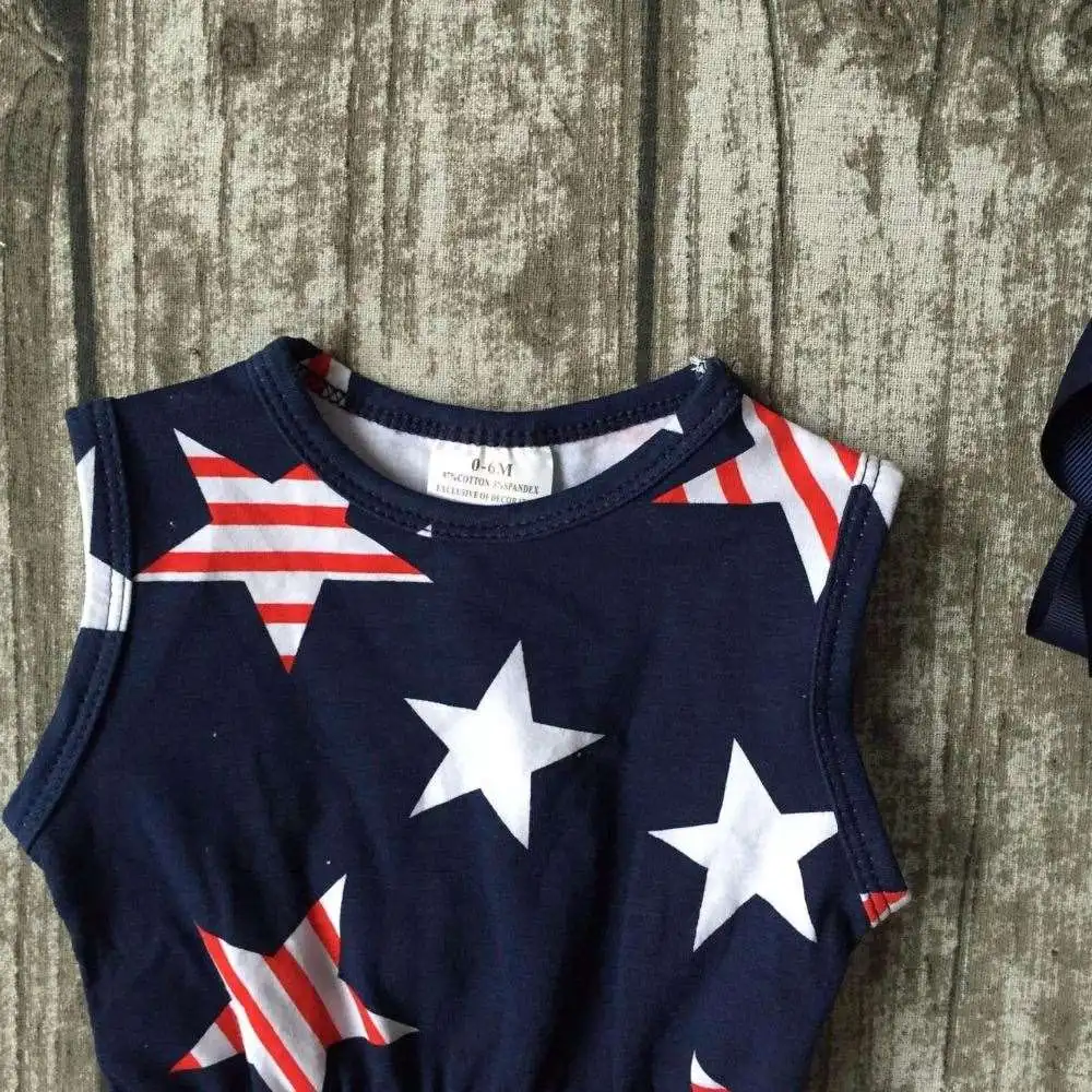 baby girls Summer clothing infant baby girls romper navy tutu cotton baby all star romper girls July 4th romper match headband