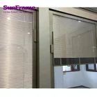 Sun Frame Security aluminium shutters hollow glass sliding window with inner blinds