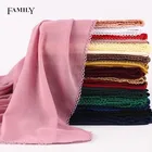High Quality Latest Design Plain Fringe Hijab Muslim Women Scarf Shawl Hijab With Tassel Women Bubbel Chiffon Hijab