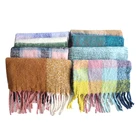 Popular soft multicolor tassel woven winter scarf