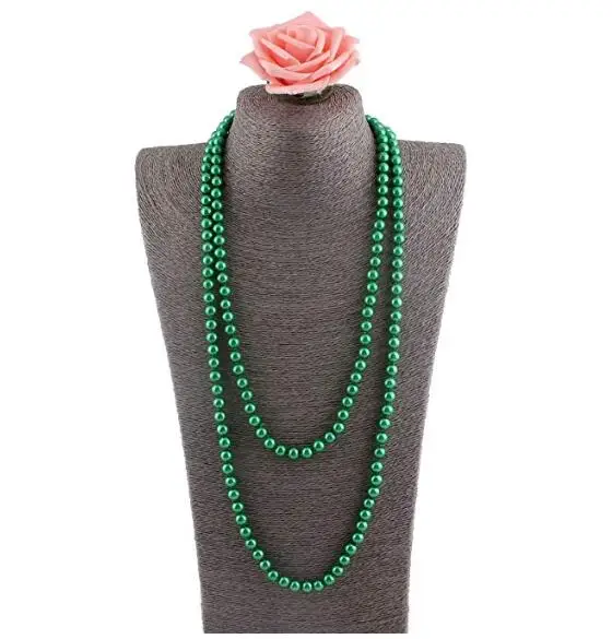 Art Deco moda perlas de imitación de aleta cuentas racimo largo collar de perlas 55 "de diámetro de perla