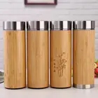 Eco Friendly Wooden 450Ml Stainless Steel Bamboo Water Bottle Double Wall Vacuum Insulated
