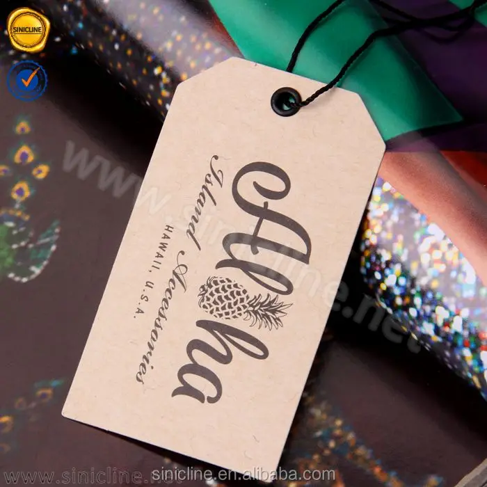 printed kraft paper hangtag with metal eyelet and nylon string