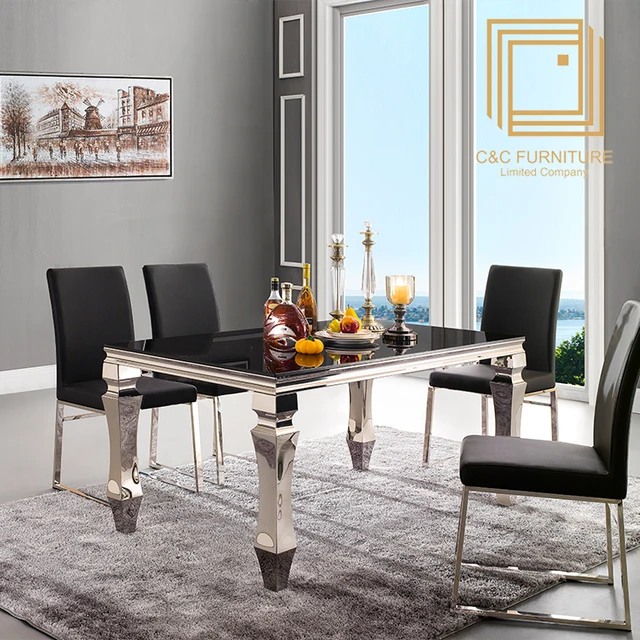 High quality and durable modern elegant toughened glass board dining table