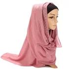 New high quality pearl diamond long Muslim women's scarf glitter chiffon hijab rhinestones