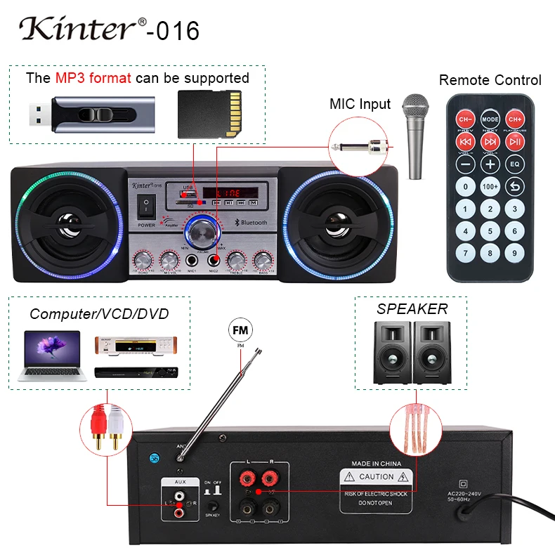 Kinter-016 220v hi fi Karaoke home audio player with two speaker - ANKUX.COM