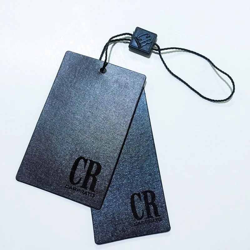 hot sales luxury black cardboard uv effect hang tag with black