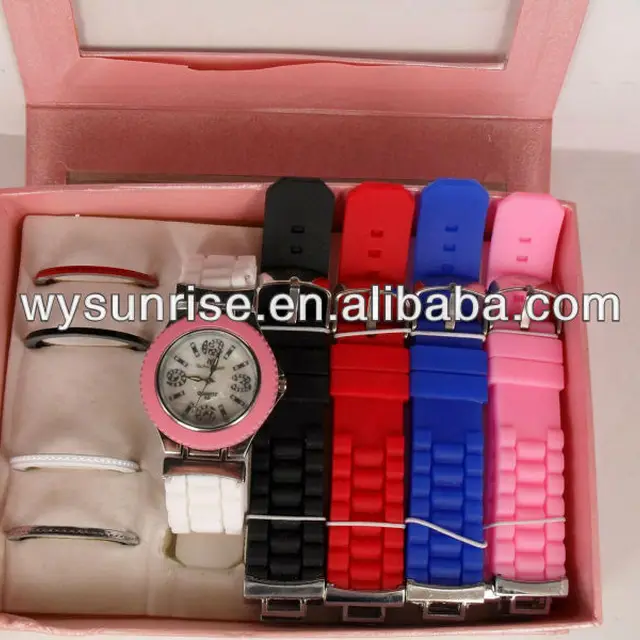 2013 boxed gift watch set for women with interchangeable strap