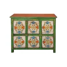Chinese antique six doors Tibet Cabinet vintage hand painted tibetan cabinet furniture