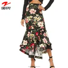 Wholesale Elegant Fishtail Floral Printed Women Sexy Long Skirt