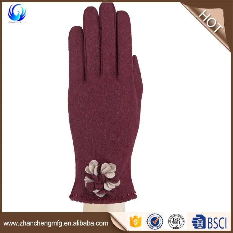 Elegant ladies high quality winter wool gloves for touch screen
