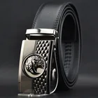 Black Custom Designed Genuine Leather Men Belt With Eagle Embossed Buckle