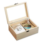 Factory custom clear lid pine wood book storage box CD packaging box wood