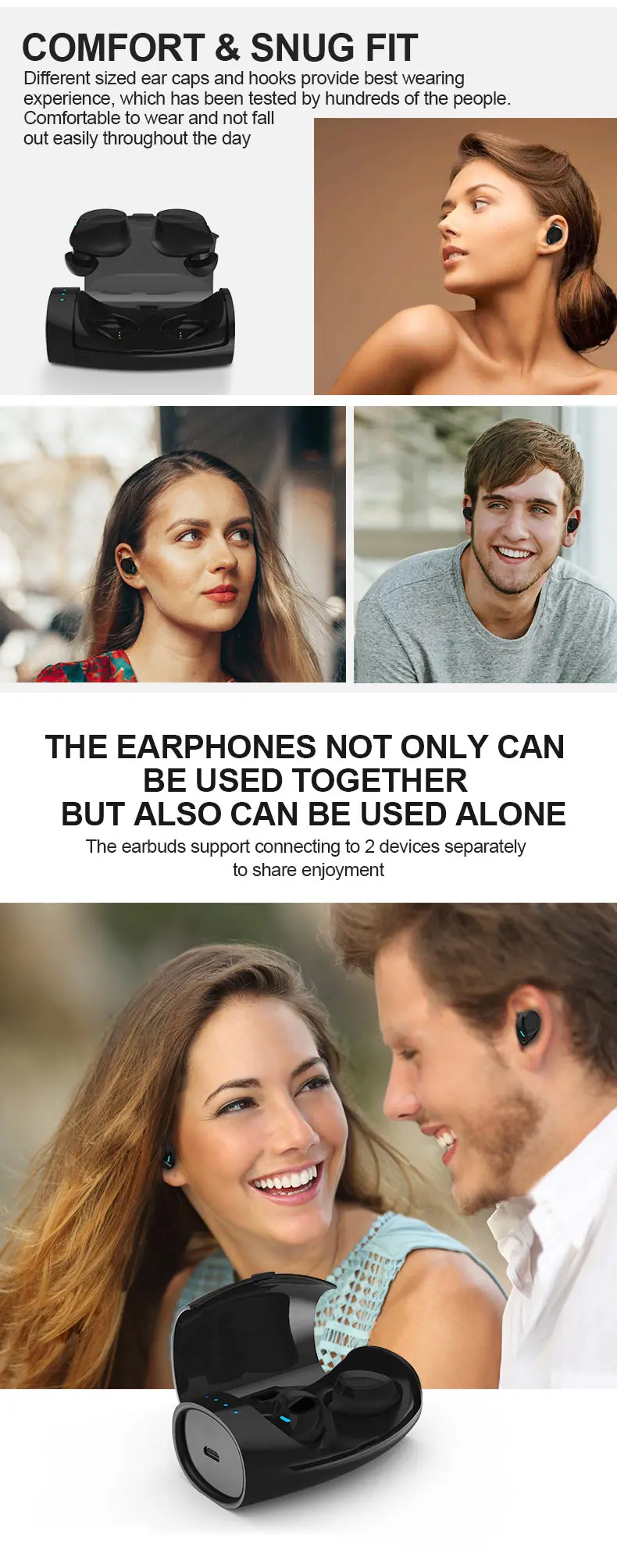 Factory OEM Cheap Waterproof Bluetooth Headset Headphone, Wireless Waterproof Bluetooth Single Earbuds with charging case - ANKUX.COM