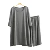 Mens Bamboo Cotton Short Sleeve Top Shorts Pajama Sets Casual Lounge Set Summer Sleepwear