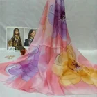 Custom 100% Silk Print Women Chiffon Long Scarf