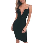 Wholesale Summer Ladies Bodycon Dress Womens Fashion Deep V Neck Sexy Spaghetti Strap Bandage Dress