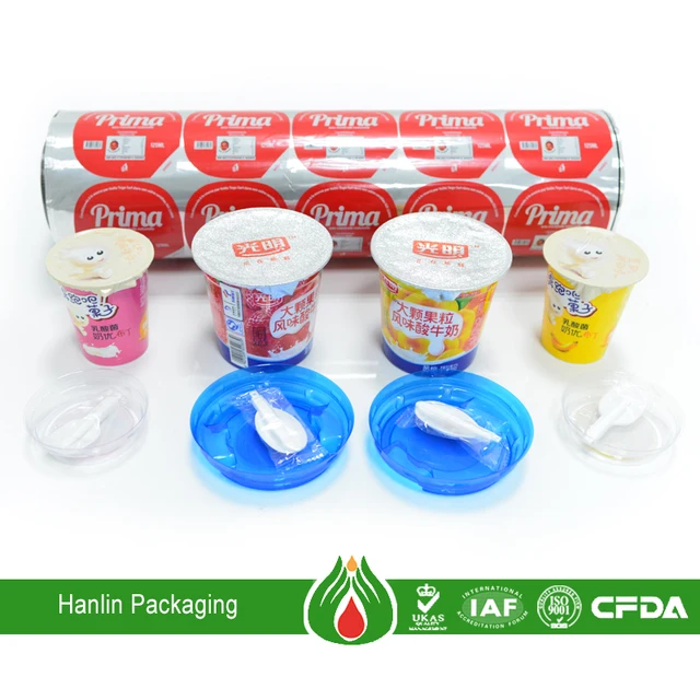 Plastic cups with sealed lids aluminium foil for milk packaging