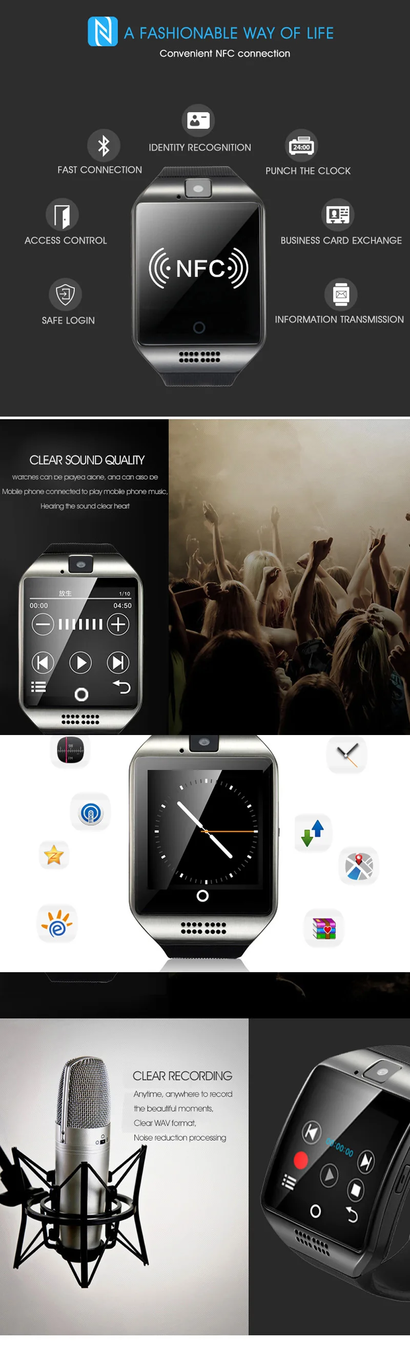 2017 smart watch bluetooth smartwatch android for men