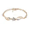 2017 Chic Gold Plated and Silver Angle Wing Crystal Link Bracelet