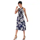 2019 New Custom Summer Sleeveless Round Neck Printed Chiffon Sexy Halter Dress