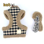 High quality classic winter Houndstooth small dog harness leash set