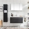 Black Bathroom Mirror Vanity Base Cabinet Storage Drawers Washroom Furniture