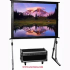 New design outdoor movie 3d silver portable fast folding projector screen with aluminum case and rear projection film