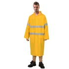 R021 PVC/ polyester rain gear hood with high visible reflective safety rain coat