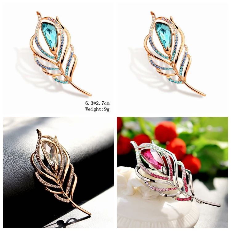 Wholesale Fashion Jewelry Korean Spider Web Brooch, Vintage Alloy Pearl Peacock Feather Brooch